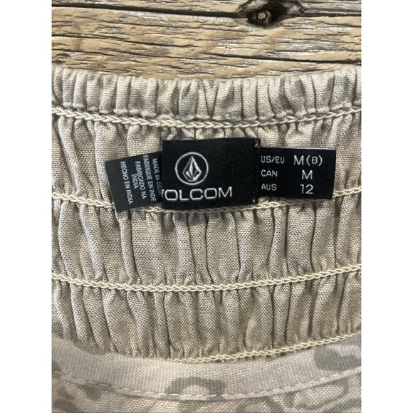 Volcom Women's Cha Ching Toanl Leopard Print Midi Dress Size‎ Medium Beige - Picture 7 of 10